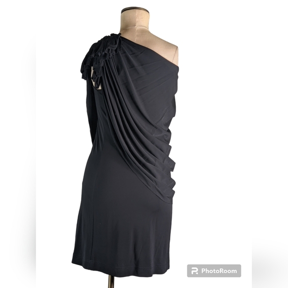 ADAM Adam Lippes Black Ruched 1 Shoulder Dress, L, EUC - Picture 2 of 4